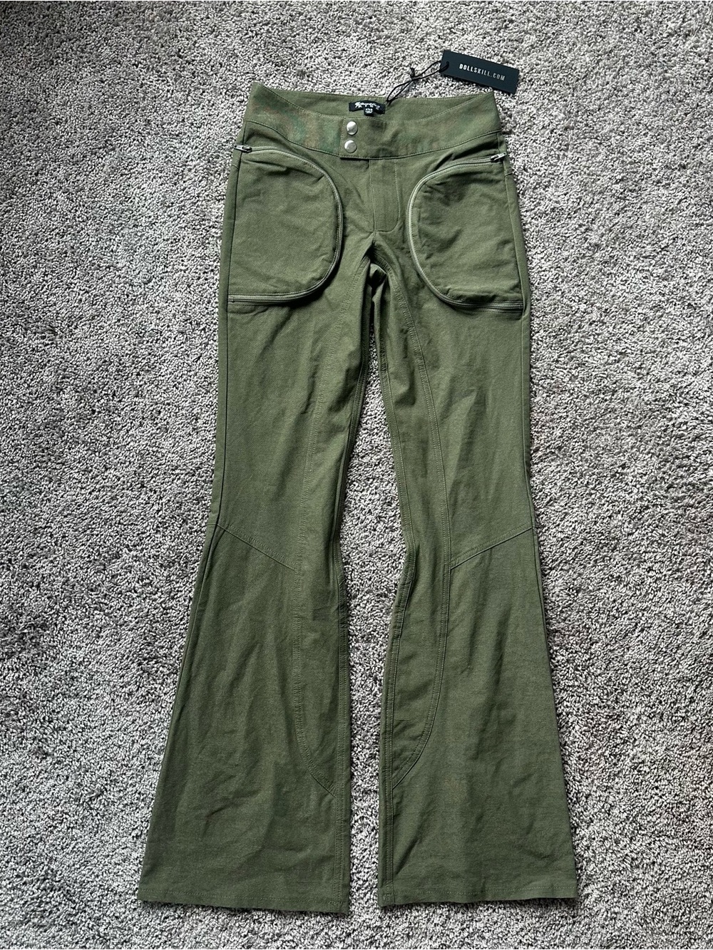 Dolls Kill Olive Green Flared Pants